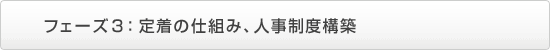 フェーズ３：定着の仕組み、人事制度構築